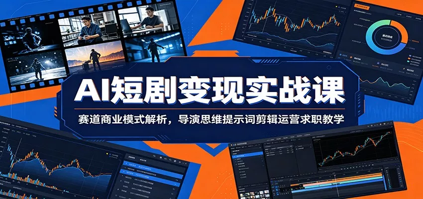 AI短剧变现实战课：赛道商业模式解析，导演思维提示词剪辑运营求职教学 - 轻创社