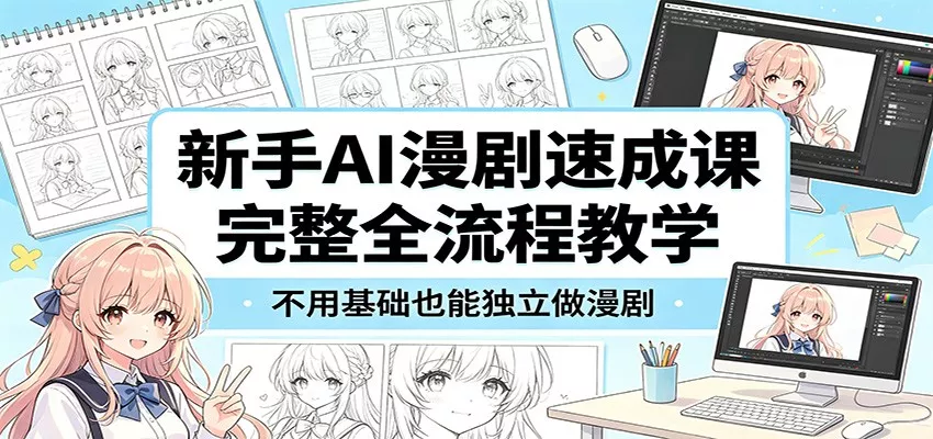 新手AI漫剧速成课：完整全流程教学，不用基础也能独立做漫剧 - 轻创社