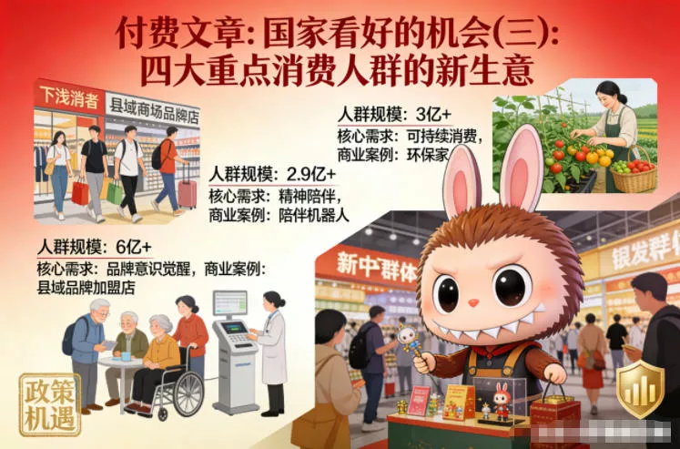 付费文章：国家看好的机会(三)：四大重点消 费人群的新生意 - 轻创社