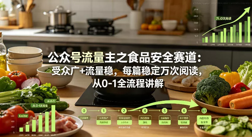 公众号流量主之食品安全赛道，受众广+流量稳，每篇作品稳定万次阅读，从0-1全流程讲解 - 轻创社