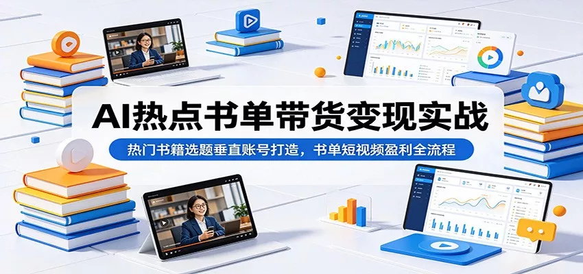 AI热点书单带货变现实战：热门书籍选题垂直账号打造，书单短视频盈利全流程 - 轻创社