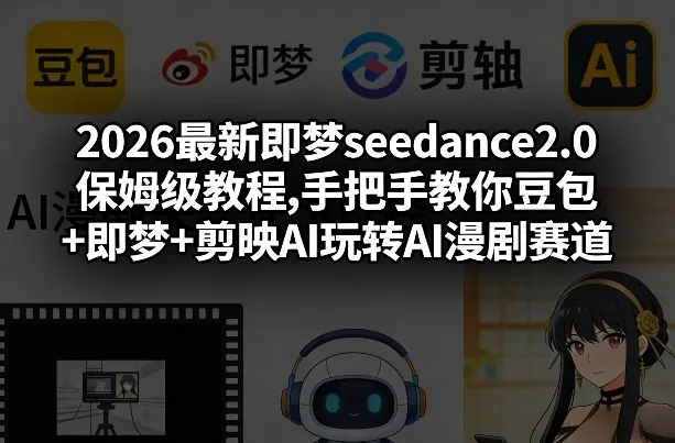 2026最新即梦seedance2.0保姆级教程,手把手教你豆包+即梦+剪映AI玩转AI漫剧赛道 - 轻创社