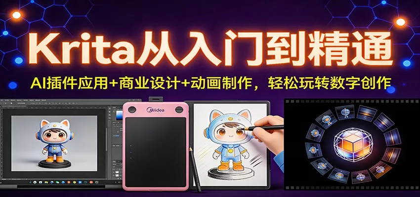 Krita从入门到精通：AI插件应用+商业设计+动画制作，轻松玩转数字创作 - 轻创社