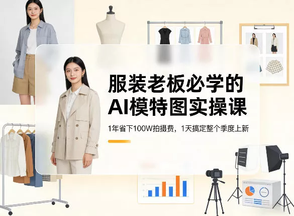 服装老板必学的AI模特图实操课，1年省下100W拍摄费，1天搞定整个季度上新 - 轻创社