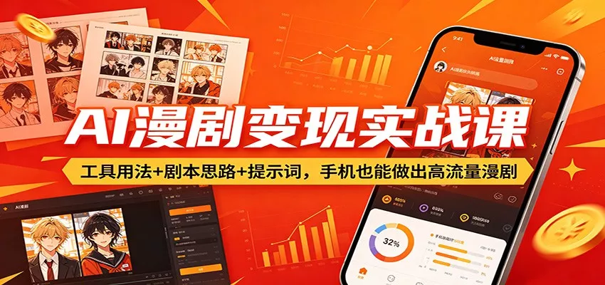 AI漫剧变现实战课：工具用法+剧本思路+提示词，手机也能做出高流量漫剧 - 轻创社