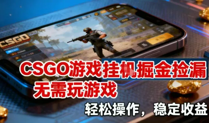 CSGO游戏挂G掘金捡漏，不需要玩游戏，操作简单，收益稳定【揭秘】 - 轻创社