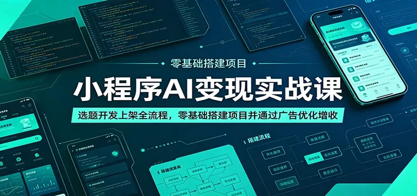 小程序AI变现实战课：选题开发上架全流程，零基础搭建项目并通过广告优化增收 - 轻创社