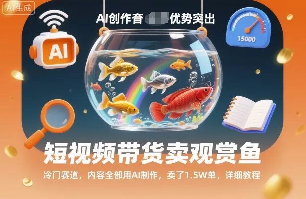 短视频带货卖观赏鱼，冷门赛道，内容全部用AI制作，卖了1.5W单，详细教程 - 轻创社