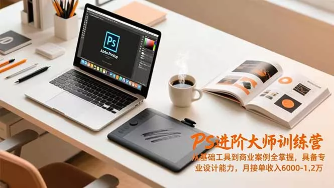 PS进阶大师训练营，从基础工具到商业案例全掌握，具备专业设计能力，月接单收入6000-1.2万 - 轻创社