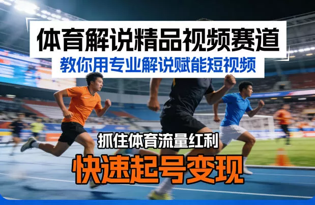 体育解说精品视频赛道，教你用专业解说赋能短视频，抓住体育流量红利，快速起号变现 - 轻创社