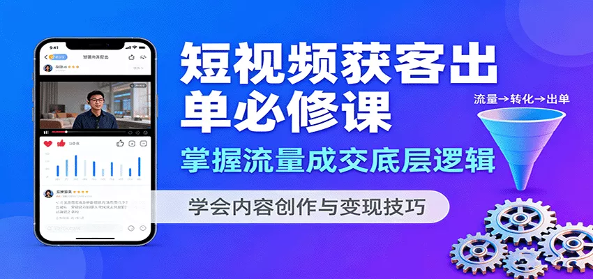 短视频获客出单必修课：掌握流量成交底层逻辑，学会内容创作与变现技巧 - 轻创社