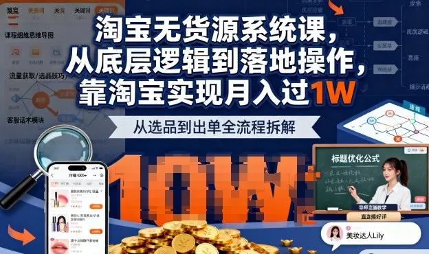 2025最新淘宝无货源系统课，从底层逻辑到落地操作，靠淘宝实现月入过1W(更新) - 轻创社