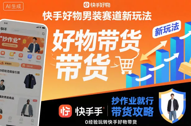 快手好物男装赛道新玩法，抄作业就行，0经验玩转快手好物带货 - 轻创社