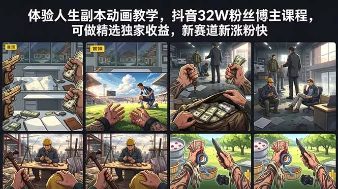 体验人生副本动画教学， 抖音32W粉丝博主课程，可做精选独家收益，新赛道新涨粉快 - 轻创社