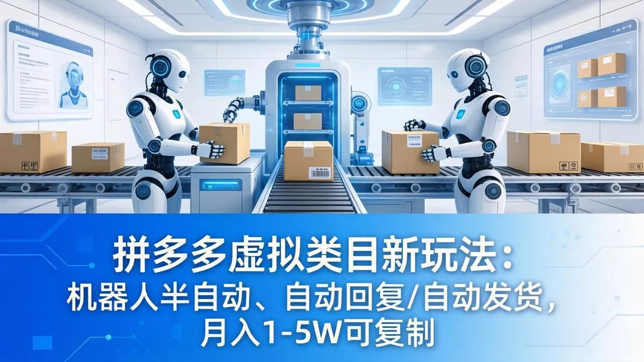 拼多多虚拟类目新玩法：机器人半自动、自动回复 /自动发货，月入 1-5W 可复制 - 轻创社