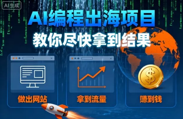 AI编程出海项目，教你尽快拿到结果-做出网站、拿到流量、賺到钱 - 轻创社