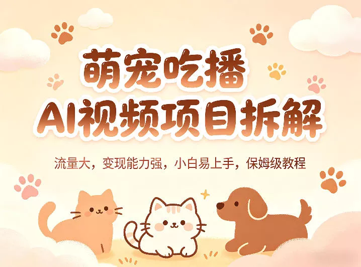 萌宠吃播AI视频项目拆解，流量大，变现能力强，小白易上手，保姆级教程 - 轻创社